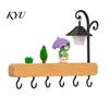 Heavy Duty Coat Rack with 6 Hooks Key Holder Hooks, Solid Wood Entryway Organizer Rack, Wall Multi Purpose Mount Mounted Space Saving Hook for