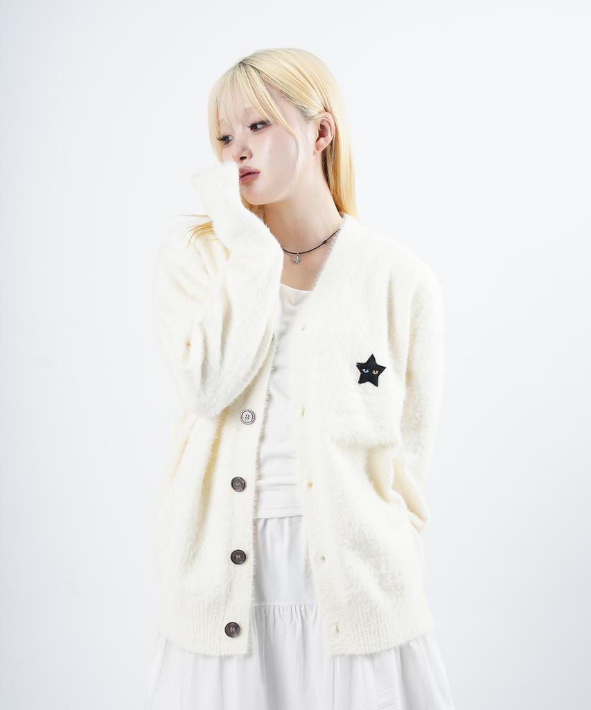 Starryeyed Angora Fur Knit Cardigan (Ivory)
