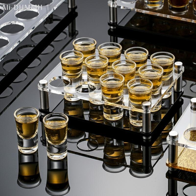 6/12/24 Holes Glass Tray Holder Hole Bar Acrylic Glass Holder Wine Glass Cup Serving Tray Cups Organizer Glass Display For Club