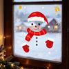 Creative Holiday Gifts Christmas Static Window Clings, Smiling Snowman Decals with Snowflake Transparent Film Patterns, Waterproof PVC Glass