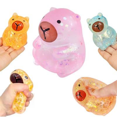 Cartoon Capybara Fidget Spielzeug Weiches Malz-Squishy Capybara Glitzer Knet-Niedriger Rückprall-Stressball Für ADHS Erwachsene Antistress-Spielzeug