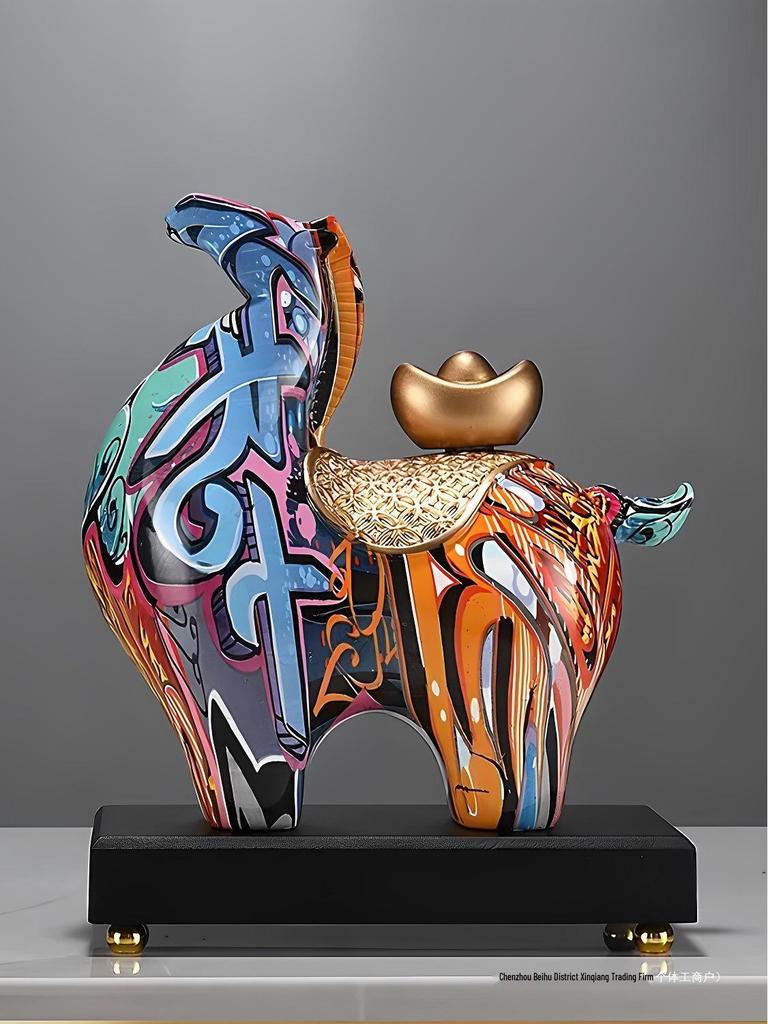 Colorful Prosperity Horse Figurine: Elegant Decor for Office, Living Room, or Hallway - Ideal Housewarming or Opening Gift