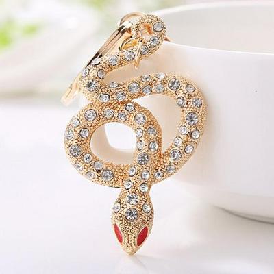 Porte-clés élégant avec pendentif serpent - Cadeau bijou en alliage et diamant