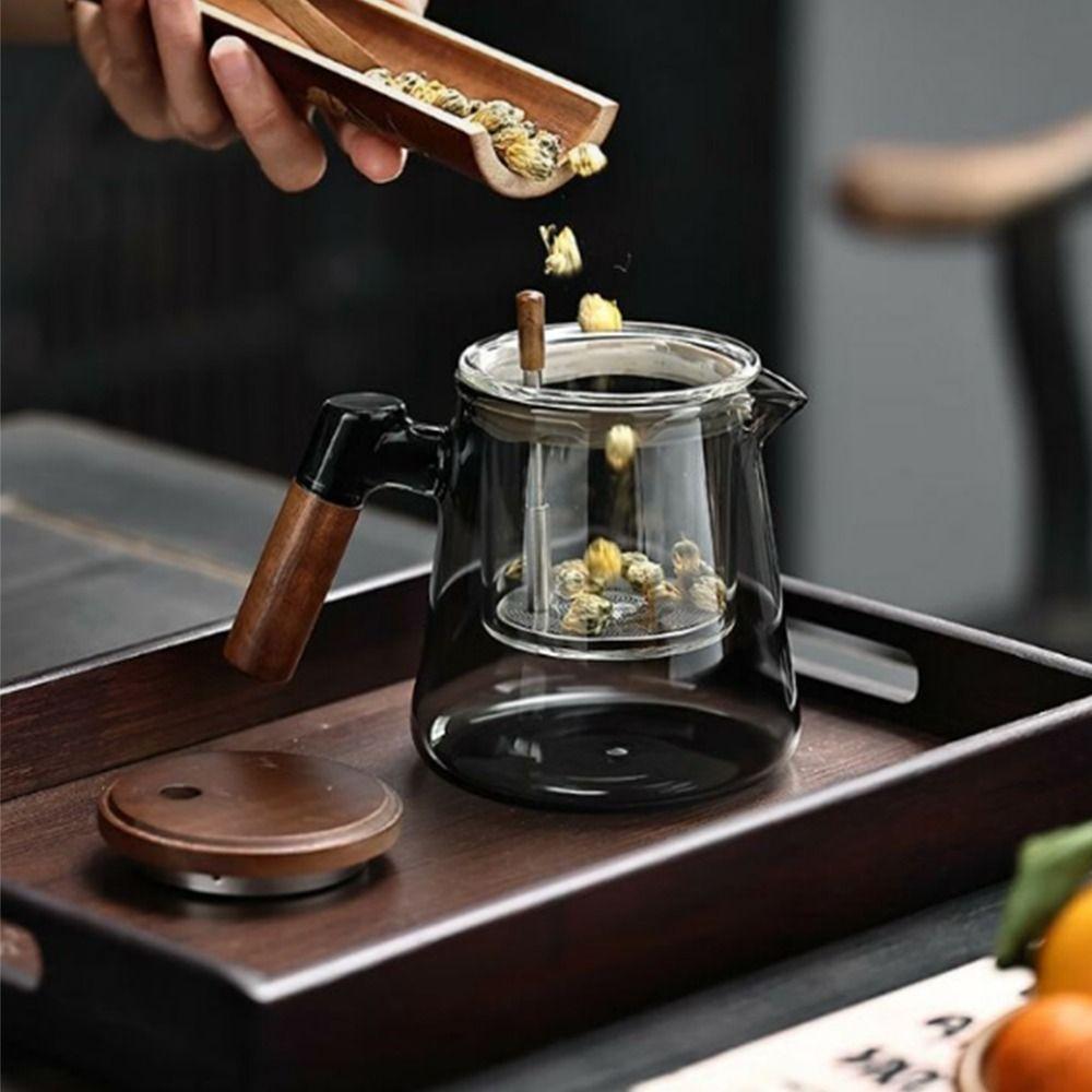 Heat Resistant Tea Separation Glass Teapot 650ML One-button Filtering Teapot  Home