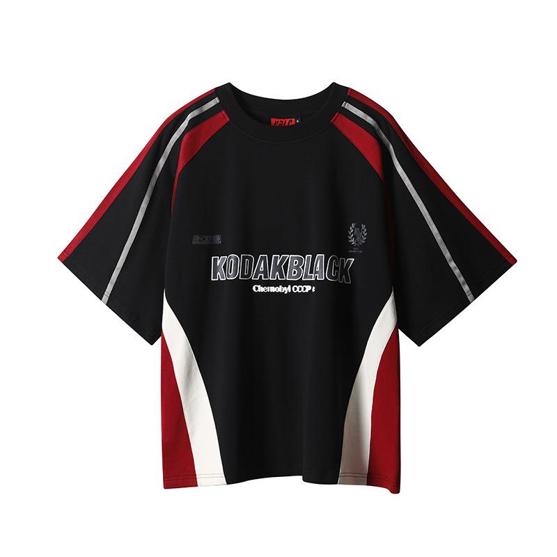 Red & Black Racing Oversized Street T-Shirts for Men & Women - Short-Sleeved Summer Tops