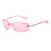 Trendy Y2K Rectangle Sunglasses Women Men Luxury Brand Designer Futurist Silver Lens Sun Glasses Green Rimless Shade S207