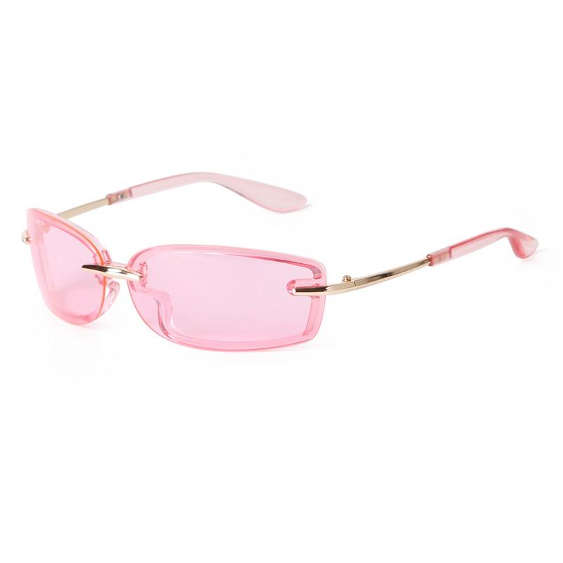 Trendy Y2K Rectangle Sunglasses Women Men Luxury Brand Designer Futurist Silver Lens Sun Glasses Green Rimless Shade S207