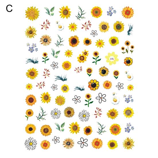 Samolepka na nehty Sunflower Shape 3D Effect Ultra Thin Blossom Floral Nail Art Water Obtisky pro ženy