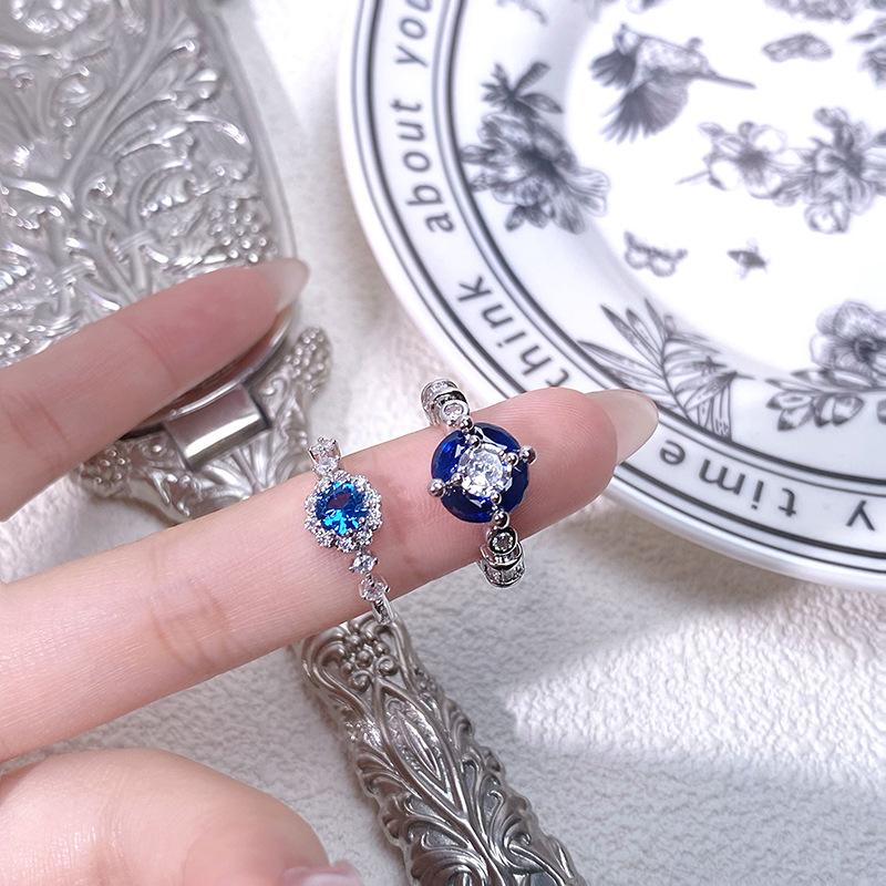 Color Treasure Sunflower Smart Sapphire Super Flash Zircon Ring Women'S Niche Design Light Luxury High-End Ring