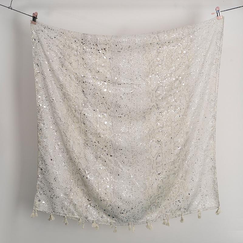 Gold Shiny Dot India Floral Tassel Viscose Shawl Scarf Lady High Quality Wrap Pashmina Stole Bufandas Muslim Hijab 180*90Cm