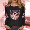 Women's Fashion Long Sleeve Breast Ribbon Print Neck Top