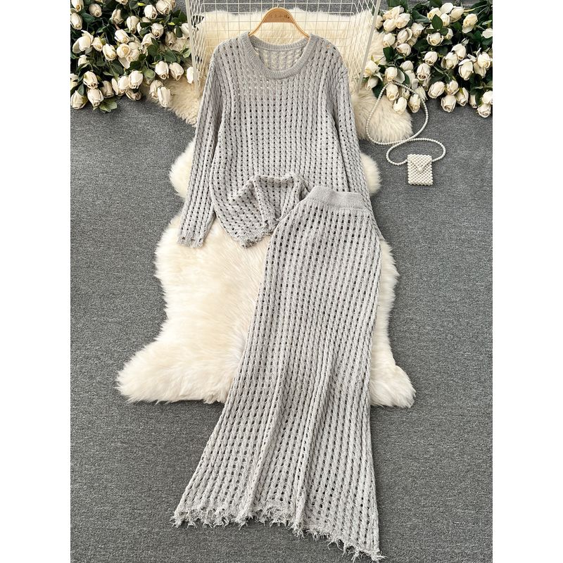 Korean Style Early Spring Wear Idle Style Cut Out Knitting Suit
