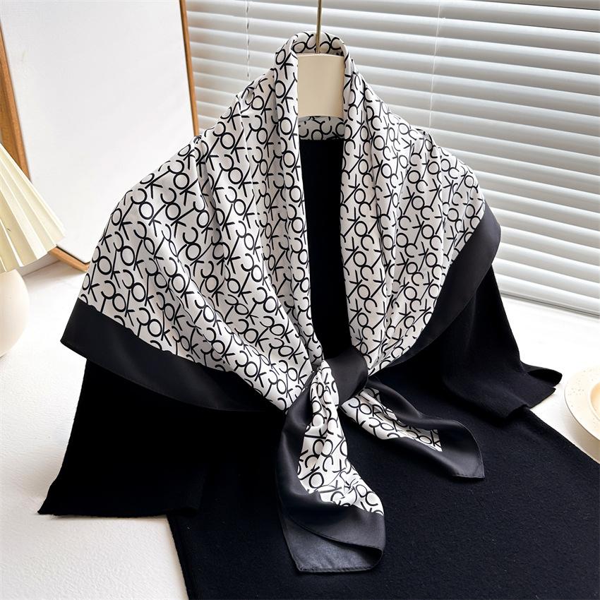 90 * 90cm New Twill Silk Simple Sun Protection Warm Large Square Scarf Shawl Headscarf For Women