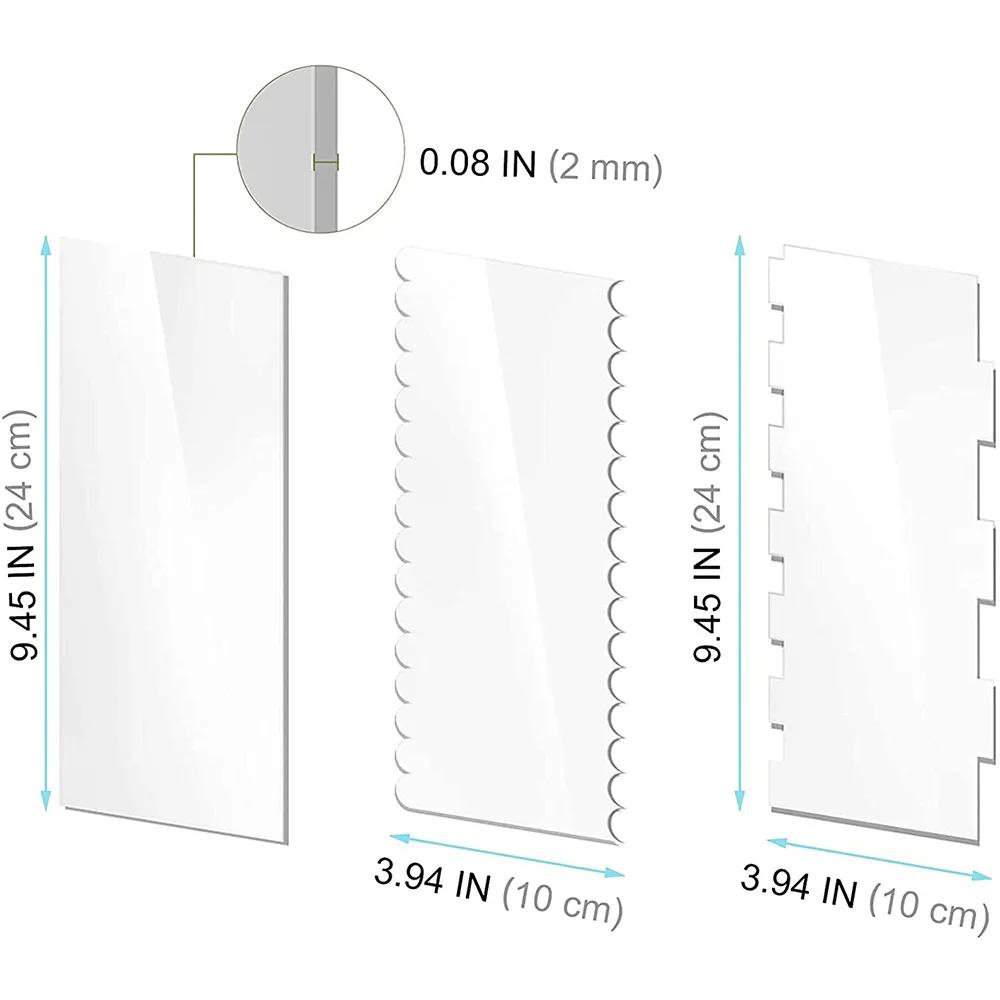 Transparent Cake Cream Scraper Cake Making Scraper Rectangular Acrylic Cake Baking Tool Cake Decorating Tools Kitchen Tools