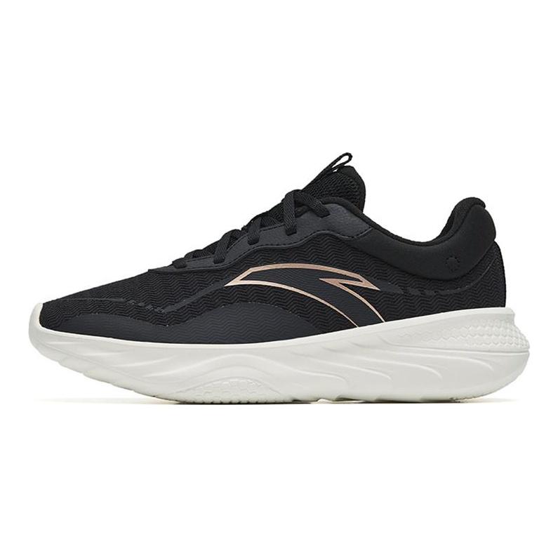 Anta Lightweight Cushioning Low top Running Shoes Women's Black Gold White 122247715-3