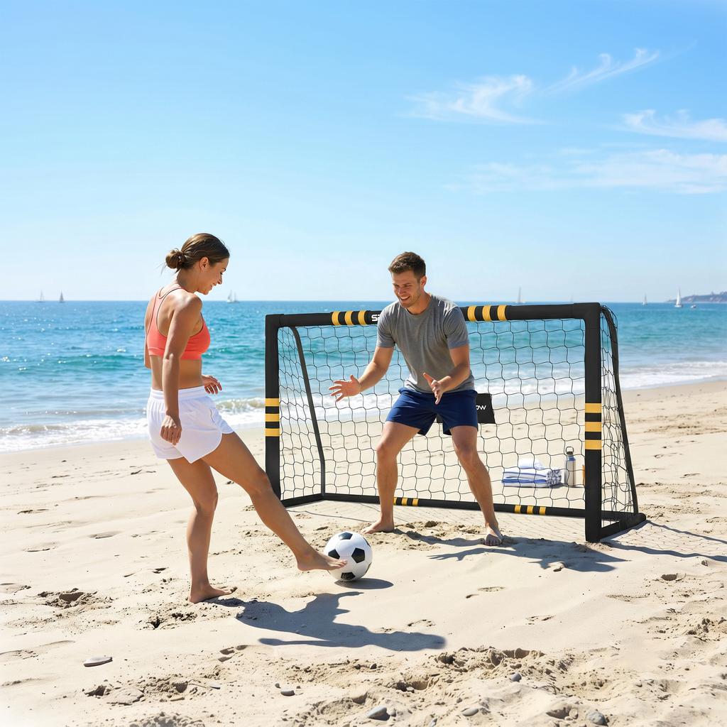 Football Goal, 6 x 4ft Portable Football Net with Ground Stakes