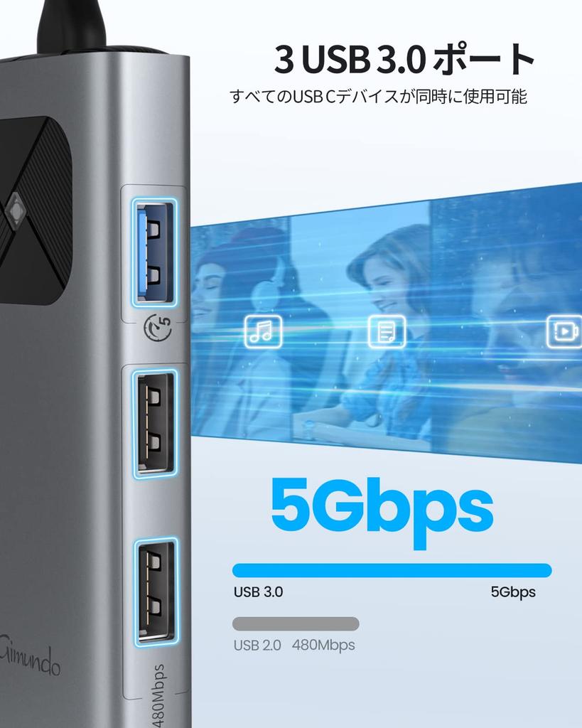 GiGimundo USB C Hub with USB 5Gbps Data PD 60W Fast Lightweight Aluminum Alloy Compatible with iPad and Ideal for Business and Working from Home