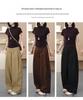 Women's High-Waisted Khaki Wide-Leg Pants with Side Pleats - Slimming, Trendy Fashion for Spring & Autumn 2025