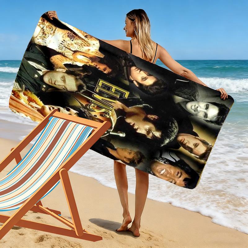 Music Elvis Print Beach Towel, Large Soft Quick Dry Towel for Beach Camping Swimming