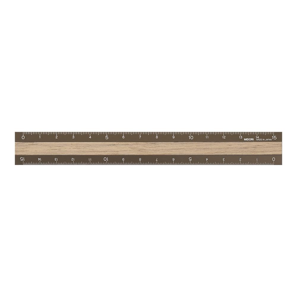 MIDORI Aluminum Wood Ruler 15cm Brown x Brown 42280006