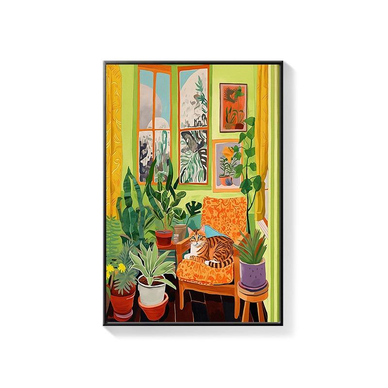 Bathroom Decorative Painting Cat American Retro Toilet Bathroom Canvas Painting Wall Art Poster for Modern Bathroom Home Decor
