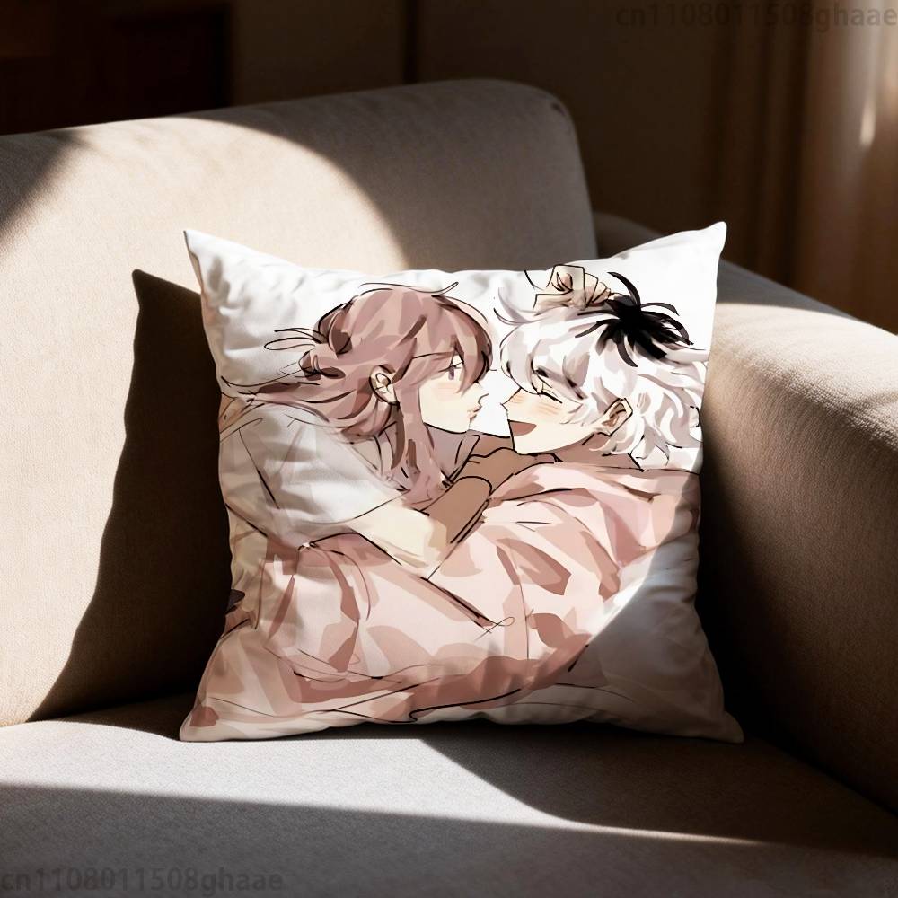 Cherry Crush Chibi Anime Pillow Case Antidustmite Pillowcase Invisible Zipper Silky Short Plush Sofa Cushion Cover