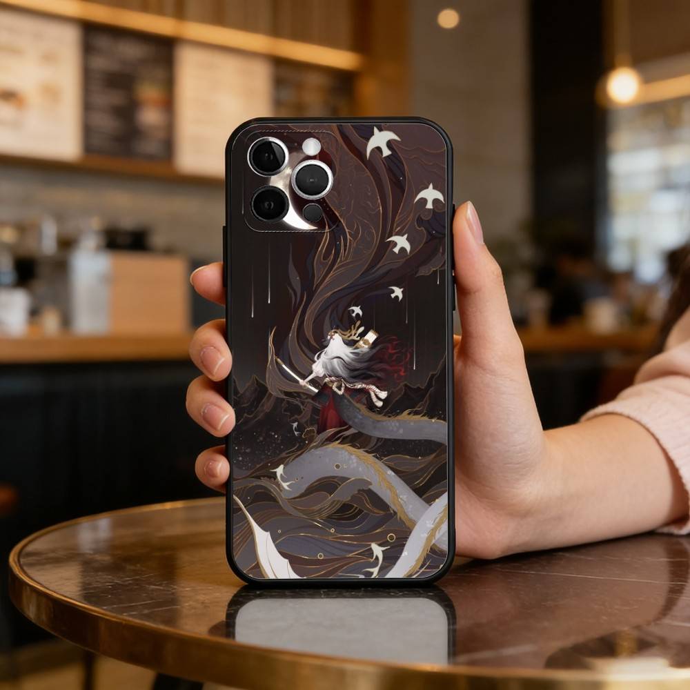 Cool O-Onmyoji Game Phone Case For iPhone 17,16,15,14,13,12,11 Plus,Pro Max,Soft Silicone Black Cover