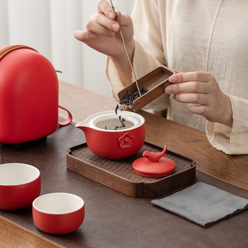 Auspicious Portable Ceramic Tea Set