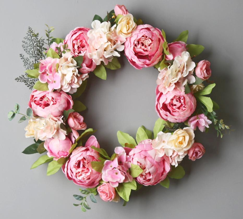 Artificial Peony Wreath Garland Rattan Home Decor Wedding Wreath Flower Home Door Decoration Wedding Centerpieces for Tables