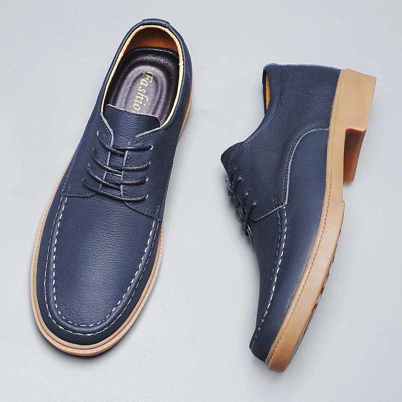 Fashion Top Luxury Outdoor Men Shoe Fashion Genuine Leather Vintage Business Shoes Larger Size38-48 Casual Leather Antiskid Walking Shoe