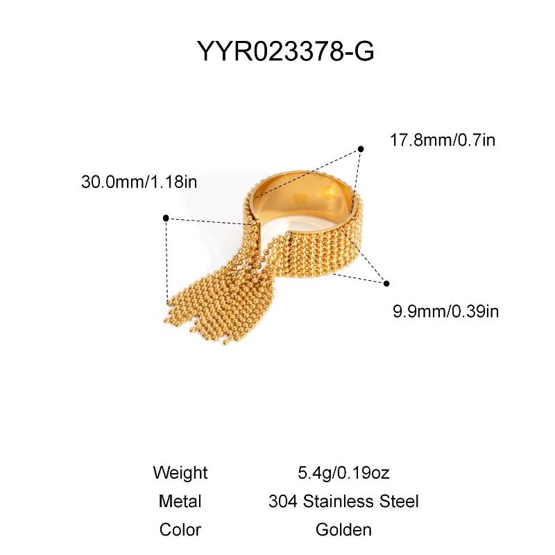 European And American Luxury Tassel Ring Stainless Steel Chain Tassel Ring Adjustable High-Quality Charming Fashionable Jewelry