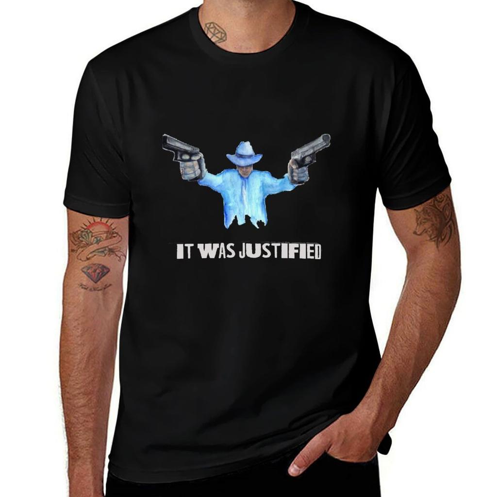 Raylan Givens It Was Justified Lightcolored Words Tshirt Soft Touch Basic Cotton Tshirt