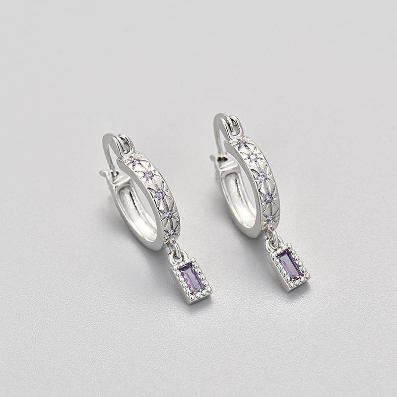 Fashion Colorful Zircon Square Huggie Earrings For Women Elegant Drop Ear Studs Jewelry Accessories