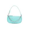 Mini Série Rachel Couro Embossado Corrente Bolsa de Axila Bolsa Tote Bolsa de Ombro Bolsas Femininas Azul Menta 21CRMIRAAQUDSMA