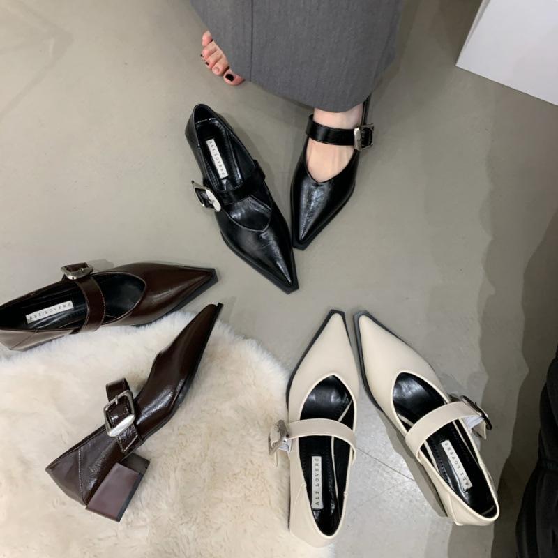 British Sweet and Cool Mary Jane Shoes Korean Version Shallow Mouth Gentle French Single Shoes Summer Small Fragrant Leather Shoes Retro Women's Shoes