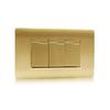 118M Serie Goldfarbene gebürstete PC-Platte 3-fach 1-Wege 2-Wege Wandlichtschalter Drucktastenschalter 10A 250V