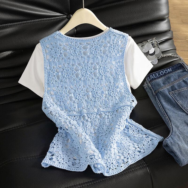 Women's Crochet V-Neck Knit Vest