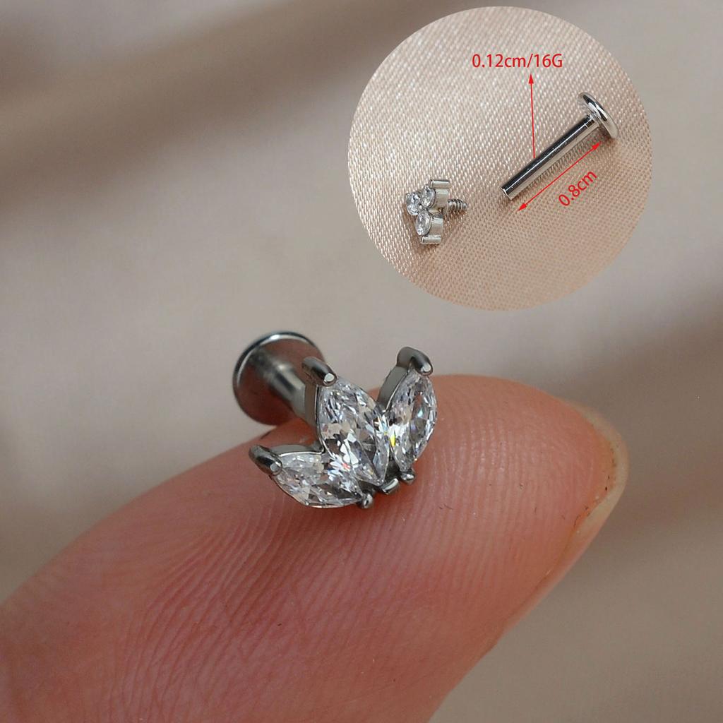 1PC Titanium Stainless Steel Earrings Tiny Butterfly Leaf Flat Rook Lobe Cartilage Snug Helix Couch Tragus Labre Piercing 16G