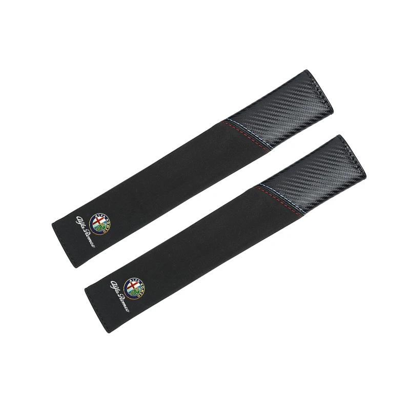 Car Stickers For Alfa Romeo Carbon Fiber Car Seat Belt Shoulder Cover Safety SeatBelt Protection Pad For Alfa Romeo 4C 159 166 S