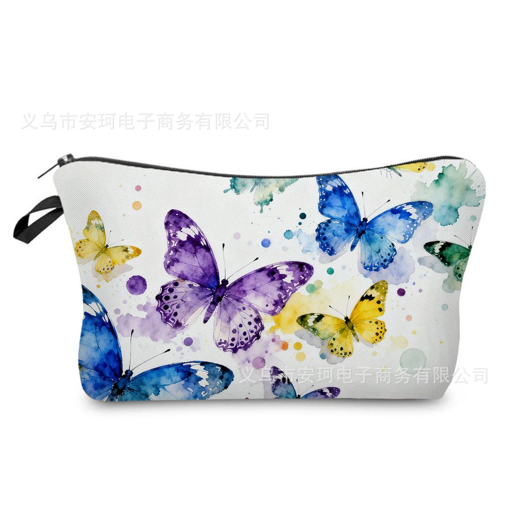 Butterfly Printing Makeup Bag, Nail Polish Storage Bag, Washable Toilet Bag for Daily Travel