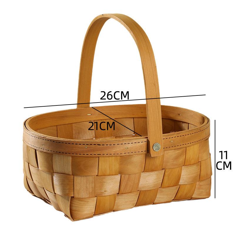 Compact Bamboo and Rattan Woven Picnic and Storage Basket for Fruits, Bread, and Eggs