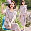 Qiufuro Mid-Aged Women's Chinese Style Chiffon Summer Set