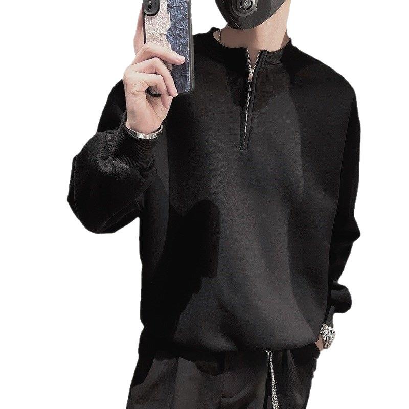 Men's Korean Style Zipper Stand-Up Collar Sweatshirt: Spring/Autumn Casual Long Sleeve Pullover