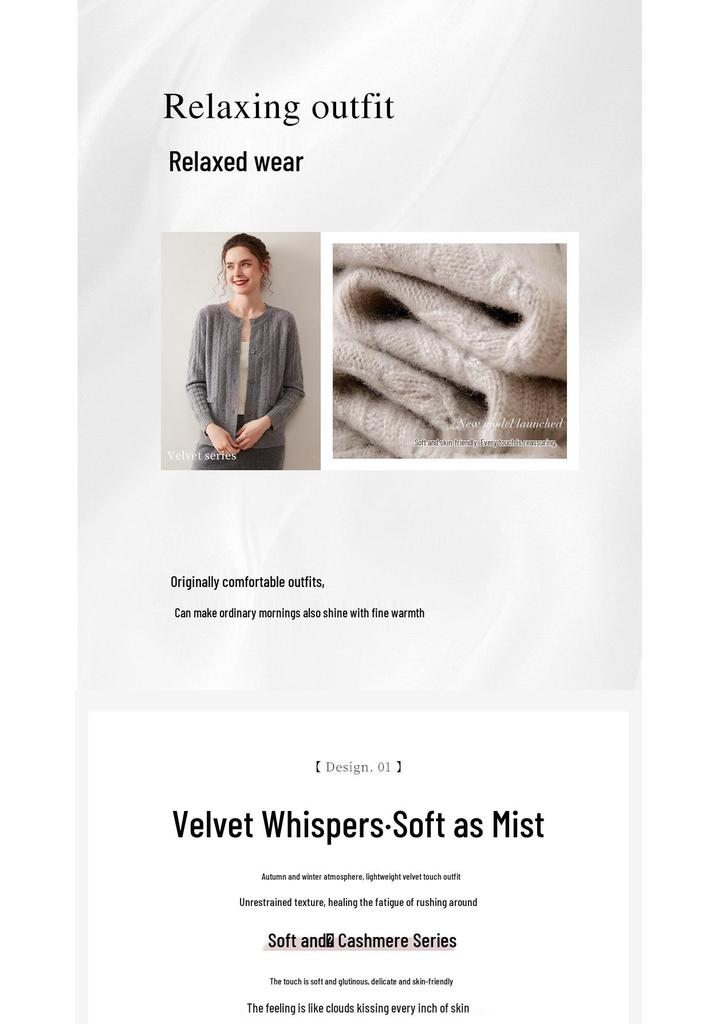 Women's Cashmere Round Neck Pullover - Loose Long Sleeve Knit for Autumn & Winter