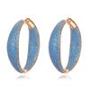 Luxury Turkish Light Blue Cubic Zirconia Large Loop Hoop Earring for Women Fashion Statement Light Gold Plated Jewelry