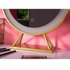 Nordic LED Makeup Mirror 3 Color Variable Light Smart Gold Metal Frame Round Desktop Dresser  Decorative  50cm MJ