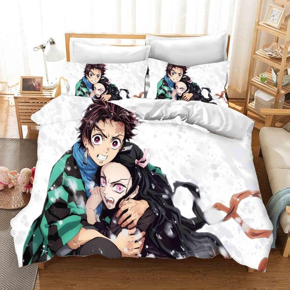 Cartoon Anime Bed Linen,Microfibre Bedding Sets, Children's Bed Linen with Zip Room Decor  Duvet Cover  for Teenagers  Adult
