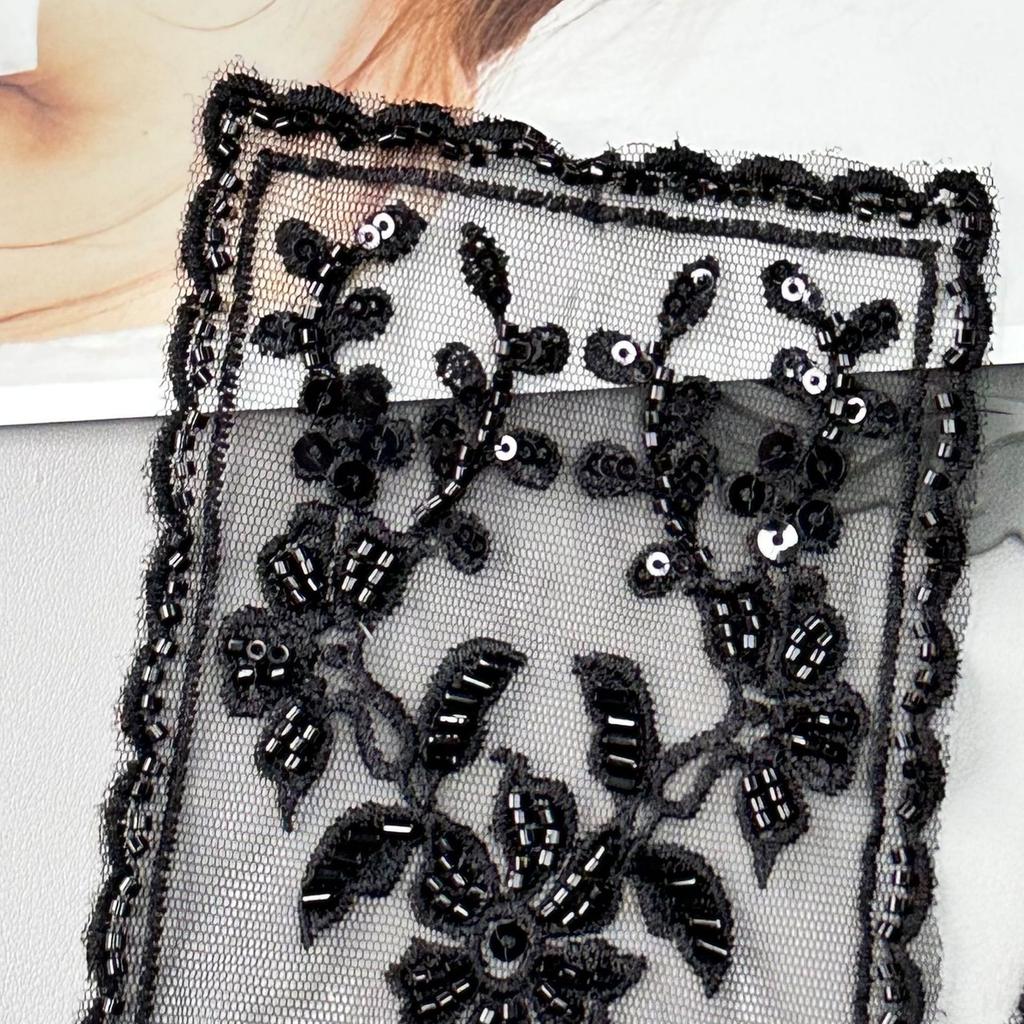 Exquisite Mesh Sequins Floral Embroidery Pocket Cloth Sticker Lace Applique Skirt Dress Jeans Diy Accessories