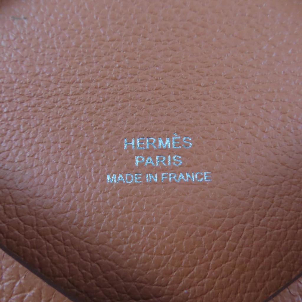 Excellent HERMES Card Case Calvi Orange Epsom Leather Women Used