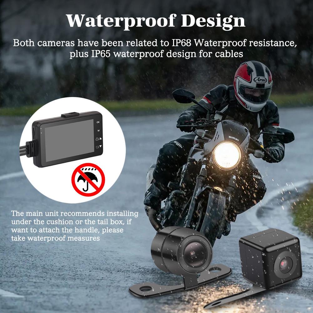 Dual Lens 3" Motorcycle Camera: HD, Waterproof, Front & Rear Recording, Anti-Shake